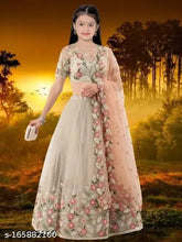 Heavy net semi-stitched embroidery lehenga choli with dupatta set, ideal for ceremonies & festivals, comes in 6 sizes (9-14 years), made from pure net fabric & satin inner lining, unstitched blouse piece included