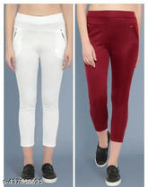 Maroon and White Lycra jeggings for women - stylish, comfortable workwear