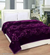 Purple microfiber double bed mink blanket, warm & lightweight for heavy winters