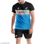NEWZEALAND Blue sports kit, printed sleeve short sleeves net for outdoor/indoor sports activities. Quality sportswear available in S-XXL sizes. Made in India