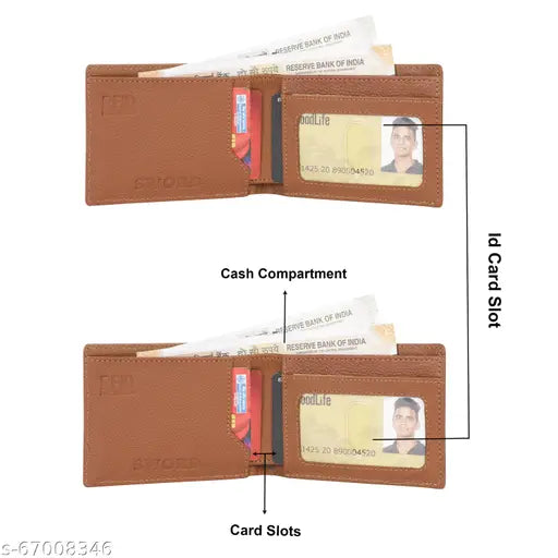 Premium brown leather corporate wallet for men, genuine high-quality leather with RFID and compact design