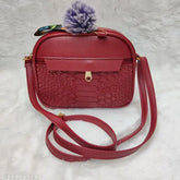 Faux leather slings bag, PU material, 4 compartments, solid pattern, free size (8x2x6 in), ESMODA accessory from India