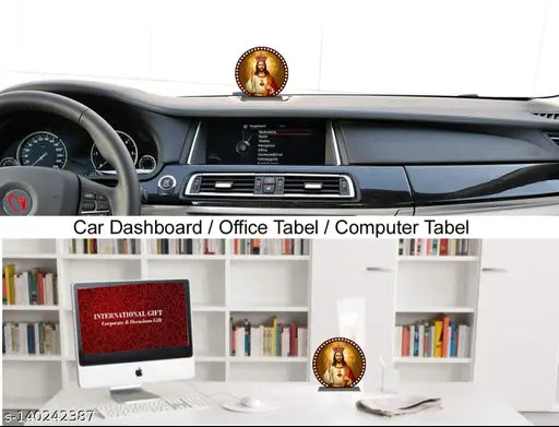 Acrylic multicolor Jesus Christ idol, ideal for car or home decor, spiritual gift item. Perfect for offices, study tables, or gifting. Indian-made, divine design and engraving cuts