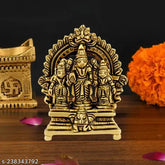 Brass South Indian Arts Laxmi Narayana sculpture with Shridevi and Bhudevi, handcrafted from premium brass, exquisite home decor item, height 2.9 inches, weight 160gm