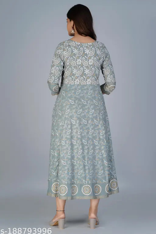 Viscose rayon printed carry kurta, three-quarter sleeve Indian fashion apparel for women