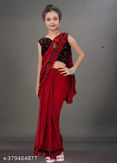 Poly silk saree for girls, embellished blouse pattern, new collection, wedding and festival wear, India