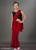 Poly silk saree for girls, embellished running blouse, festive wear for wedding and parties