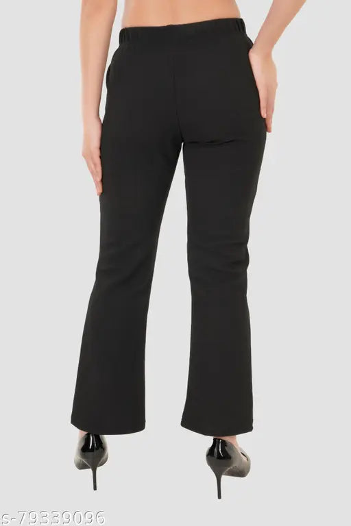 Classic Designer flared polycotton trousers, office-ready women's trousers, solid net, size 26-38 (W26 L38), India origin