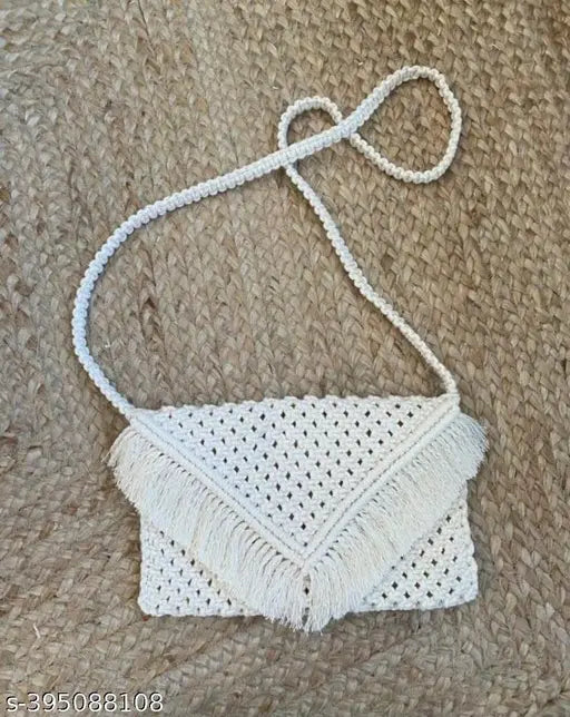 Handmade luxury macrame canvas party gift bag, rainbow embroidered net boho chic for women