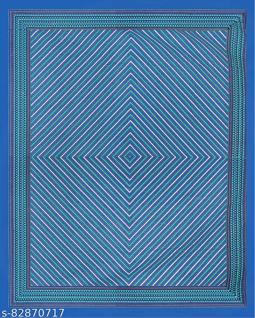 Blue striped cotton flat sheet set with two pillow covers, ideal for adults in AC rooms. High-quality, regular thread count." (124 characters)