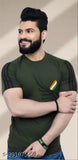 Commando half cotton blend t-shirt, short sleeves, printed pattern on light colored fabric - M size (38in chest, 28in length)