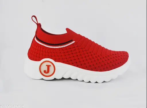 Red textile Kicck Kids casual shoes, EVA sole, slip-on running shoes for girls aged 1 to 5 years, trendy and durable design