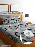 Geometric-print superfine cotton double queen fitted bedsheets, ideal for adult summers. Made in India