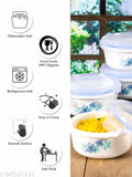 Opalware glass storage container set of 4pcs, airtight with floral print design, ideal for organizing kitchen and fridge leftovers or pre-prepared meals