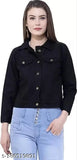 Comfortable regular fit girls denim jacket, solid pattern, long sleeves, affordable price for any occasion and festival