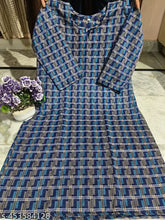 Fancy check wool kurti, three-quarter sleeve, woolen clothing for women, checked pattern, single sizes M-XXL from India