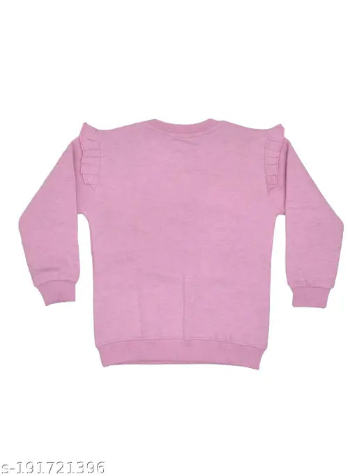 Girls fleece round neck sweatshirt hoodie in wool, printed design, 11-12 years size, winter wear