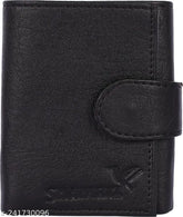 Men's bi-fold artificial leather wallet, top grain genuine material, textured pattern, free size (15cm x 12cm), 3 credit card slots, 1 secret compartment, 2 currency compartments, universal size, suitable for all ages and genders