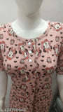 Plus size cotton nightsuit, imported Korean Lycra fabric, hip-covering length with side slits and pockets for comfortable sleepwear