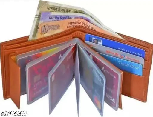 Brown faux leather men's book wallet, textured pattern, 2 compartments, free size, India-made accessory