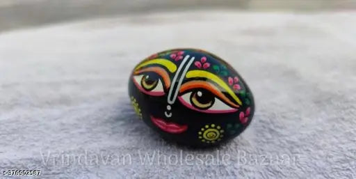 Marble ISKCON Painted Shaligram Stone from Nepal - sacred Hindu god idol for home temple and gifting