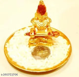 Brass MATA Annapurna Devi idol with coin and plate, handcrafted ashtdhatu from Banaras, India