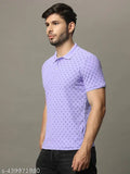 Men's printed half sleeves polo neck t-shirt, cotton blend with denim jeans outfit, classic look for casual everyday wear