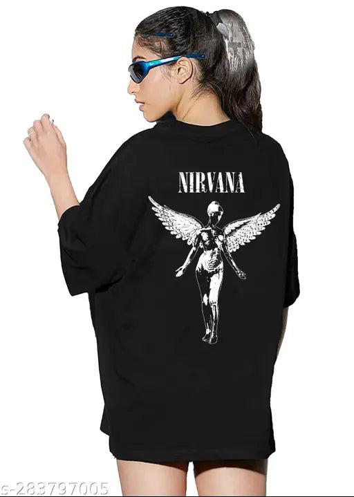 Cotton blend, oversize women's half sleeve gym t-shirt, thin and super soft, printed design on display