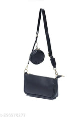 Trendy PU sling bag, solid net pattern, small pouch, free size (9in L x 5in W x 2in H)