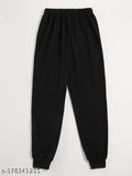 Black cotton blend printed jogger pants for women, stylish and comfortable, India origin