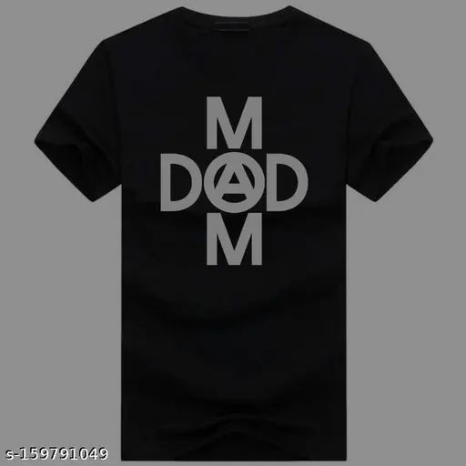 Classic cotton MOMDAD Men's T-shirt, short sleeves with printed design, size M (38in chest, 27in length)