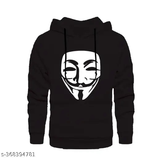 Black cotton Hacker printed unisex hooded sweatshirt with long sleeves - winter wear for boys aged 9-16, origin India