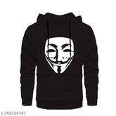 Black cotton Hacker printed unisex hooded sweatshirt with long sleeves - winter wear for boys aged 9-16, origin India
