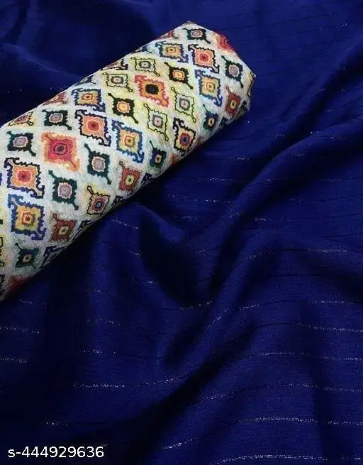 Chiffon Zari Patta saree, printed net, free size Indian fashion accessory