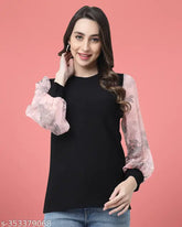 Maroon georgette long-sleeved top for women, casual to dressy, perfect for parties or events