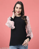 Maroon georgette long-sleeved top for women, casual to dressy, perfect for parties or events