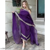 Georgette embroidery top pent with dupatta, sequin work party wear - vibrant Indian kurta set in Fox Georgette fabric