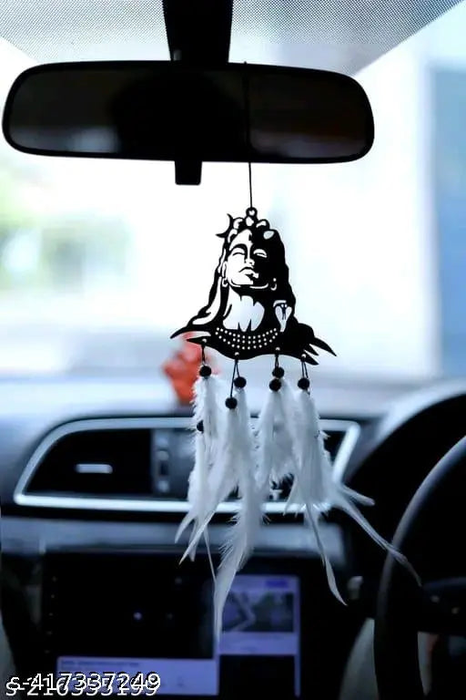 Handmade acrylic feather dream catcher Lord Mahadev, positive vibes car hanging ornament (Pack 1), traditional Indian art form