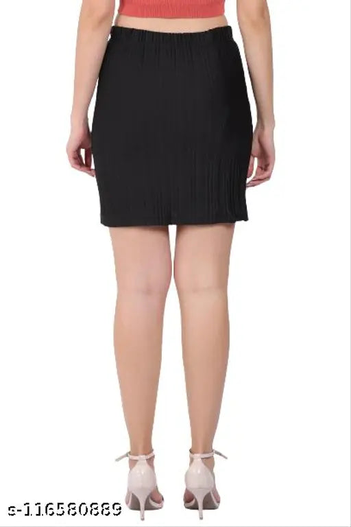 Women's crepe pleated mini skirts set, solid pattern, 2-pack fashionable Western style, sizes: 28, 30, 32 (India origin)