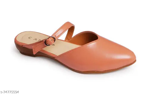 Peach synthetic leather CANVI women's slip-on sandals for casual summer beach wear