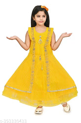 Embroidered net sleeveless gown for dress, Indian-origin party wear for girls aged 2-13 years