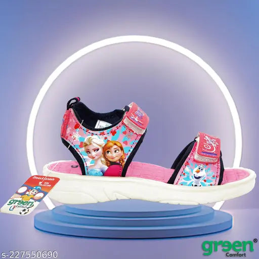 Green Comfort Pink FROZEN2 Kids Sandals, patent leather, Disney Princess design, ideal for boys aged 4-5 years, India origin