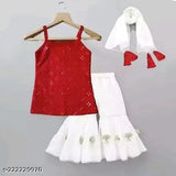 Embellished crepe and rayon 2-3 years Modan Funky Girls top bottom set, Indian-made girls party dress