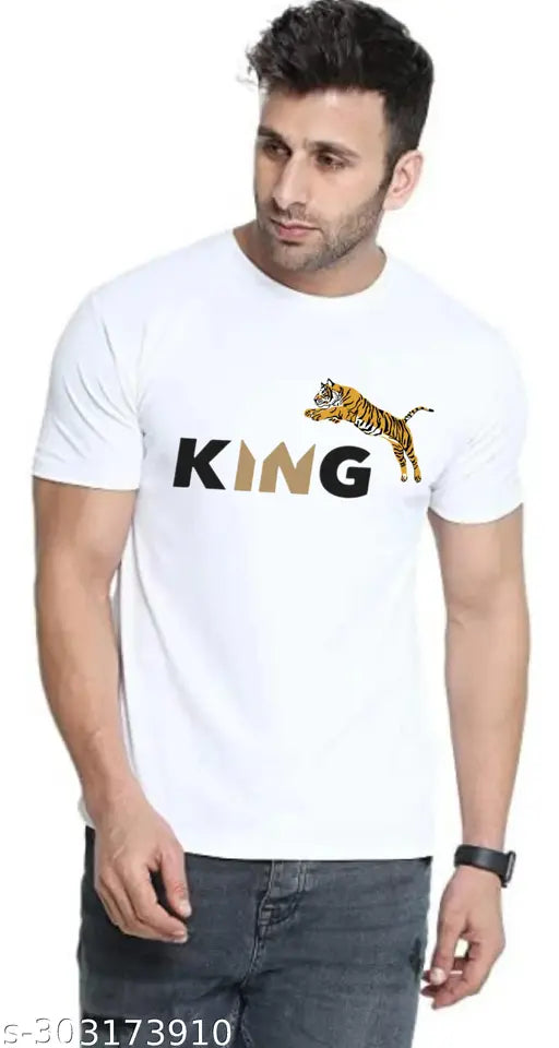 Premium white polyester printed T-shirt, featuring RAPZOD design for both men and women, made in India
