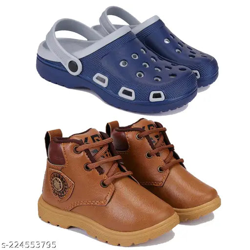 Waterproof EVA chappals for kids, colorblocked design, daily wear flip flops pack of 2