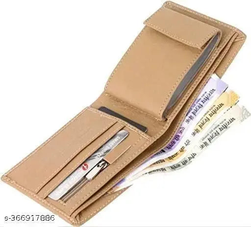 Cream faux leather wallet, 2 compartments, ideal for men's daily use