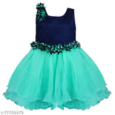 Girls solid satin net frock, Indian-made, sleeveless, for various occasions