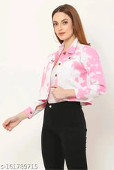 Trendy printed cotton-blend waistcoat for women's partywear, long sleeves, S-XL sizes available