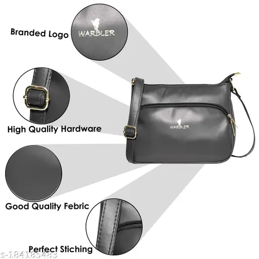 PU Slingbag for women - Trendy partywear, 2 compartments, free size (10in x 10in x 10in), high-quality leatherette & cotton lining