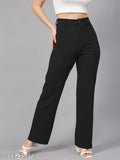 Cotton blend solid net trousers for women, comfortable and fabulous